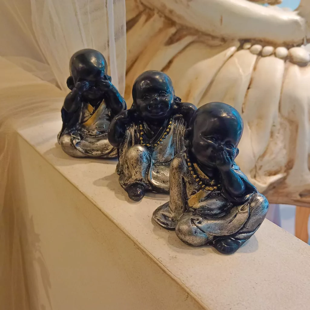 X3 Budas Bebes Dorados Resina Interior Decorativos Arghal - $ 5.990